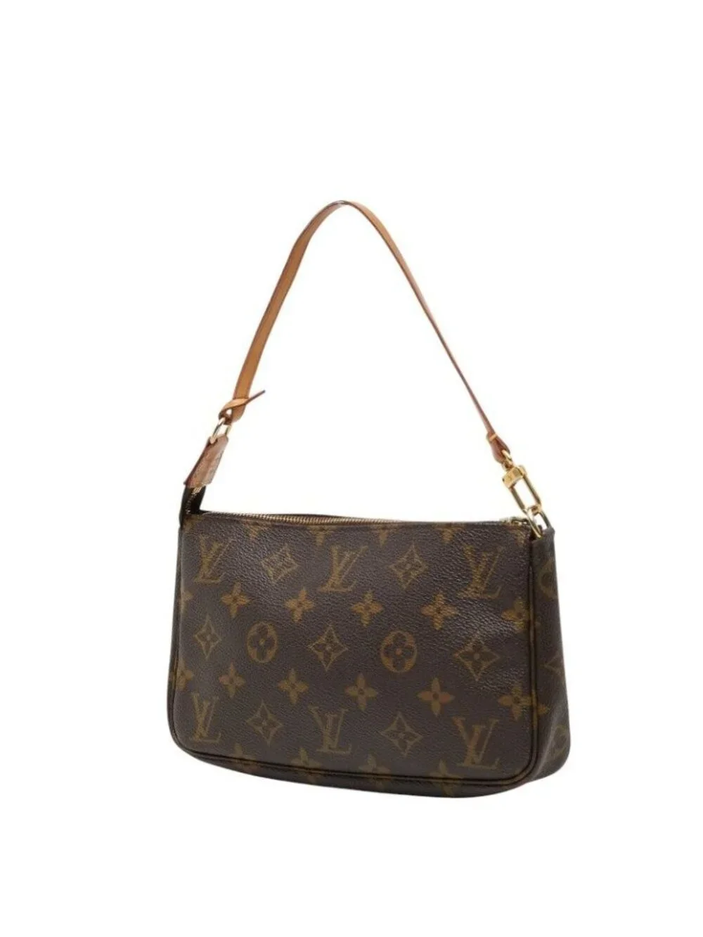 Louis Vuitton Monogram Pochette Soirle Handbag Pouch Brown Leather